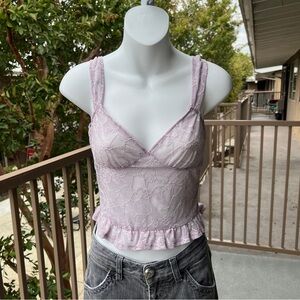 Forever 21 Lilac Purple Lace Cropped Top